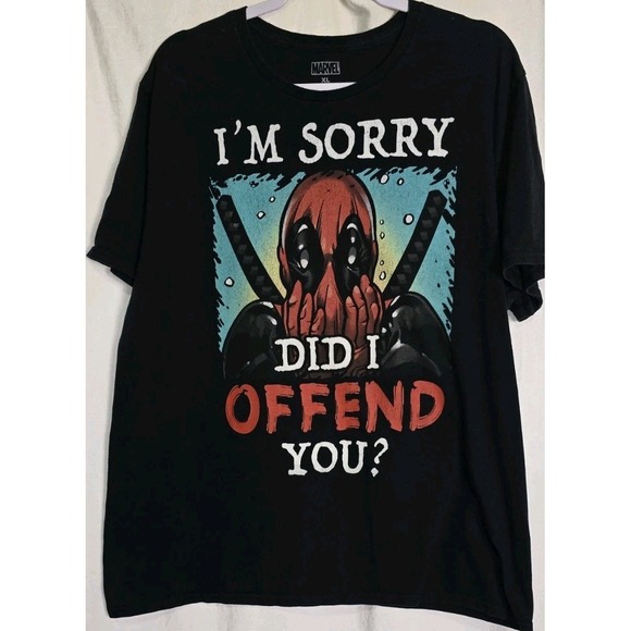Marvel Comics Deadpool Official‎ I'm Sorry Did I Offend You Men's T-Shirt XL - Picture 1 of 6